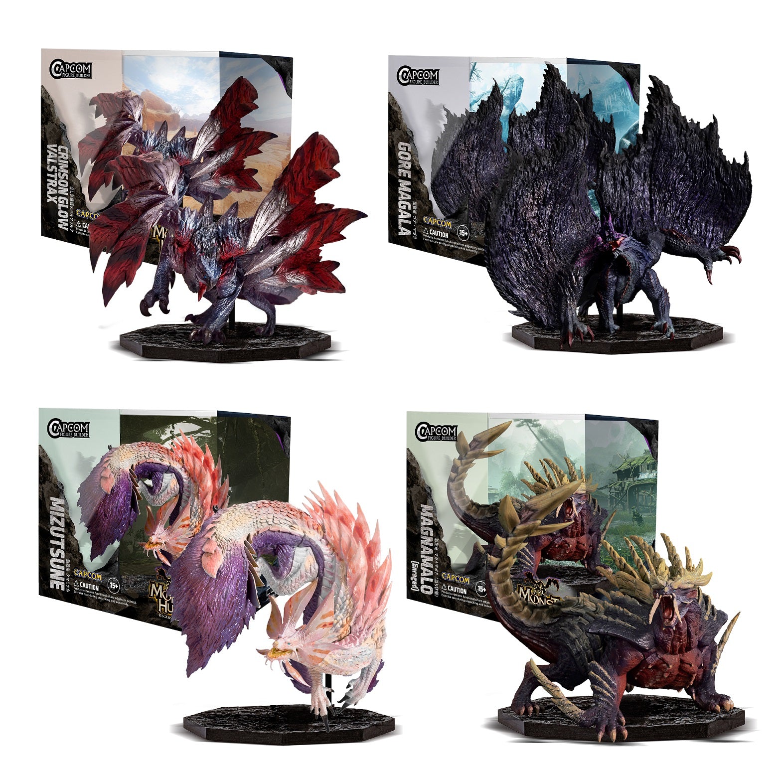 CAPCOM CAPCOM FIGURE BUILDER CUBE MONSTER HUNTER 4pces Box (Gore Magala/Crimson Glow Valstrax/Magnamalo (Enraged)/Mizutsune)