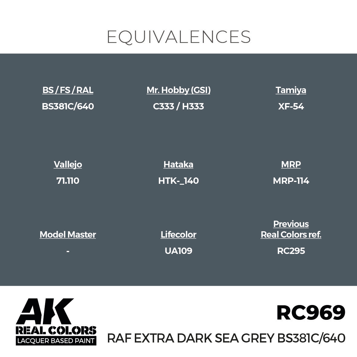 AK Interactive Real Colors RAF Extra Dark Sea Grey BS381C/640 17 ml.