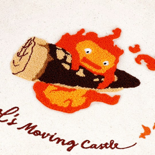 Benelic Calcifer in a Hurry Embroidery Canvas Tote Bag "Howl's Moving Castle"