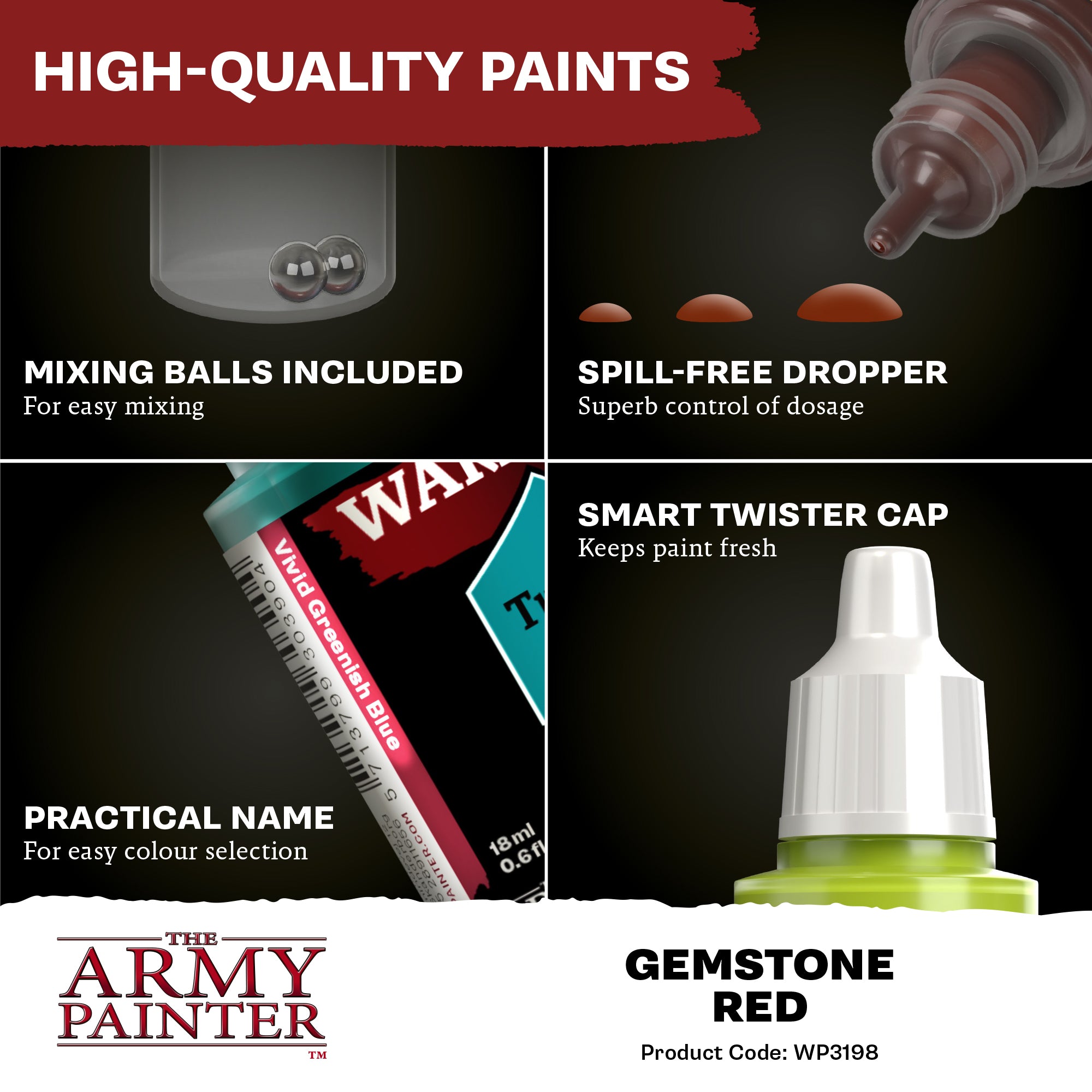 Army Painter Warpaints Fanatic Metallic, Gemstone Red