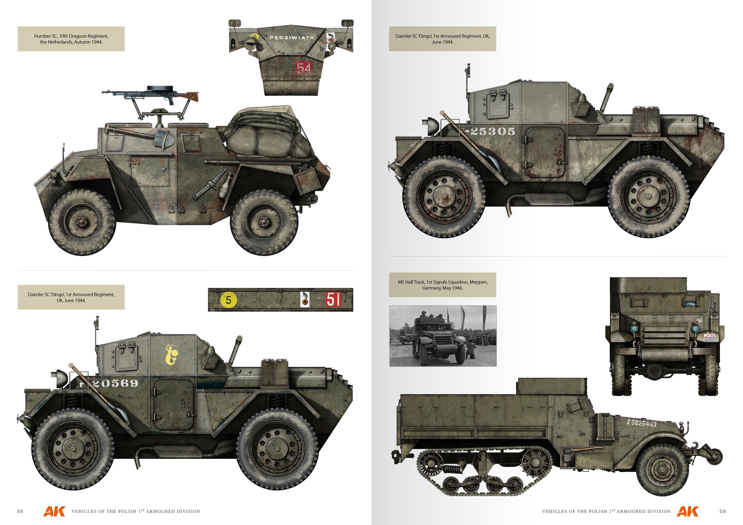 AK Interactive VEHICLES OF THE POLISH 1ST ARMOURED DIVISION (CAMOUFLAGE PROFILE GUIDE) English. 68 pages. Semi-hard cover.