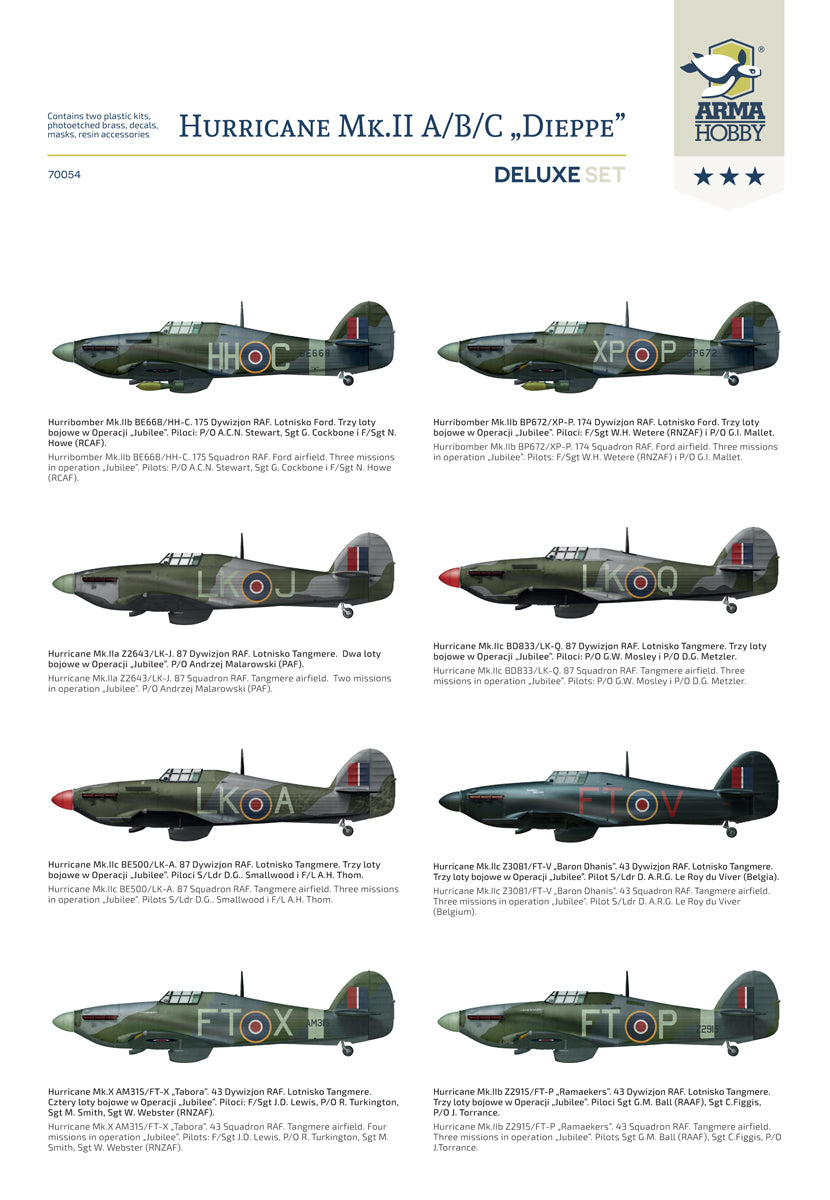 Arma Hobby 1/72 Hurricane Mk II a/b/c Dieppe Deluxe Set