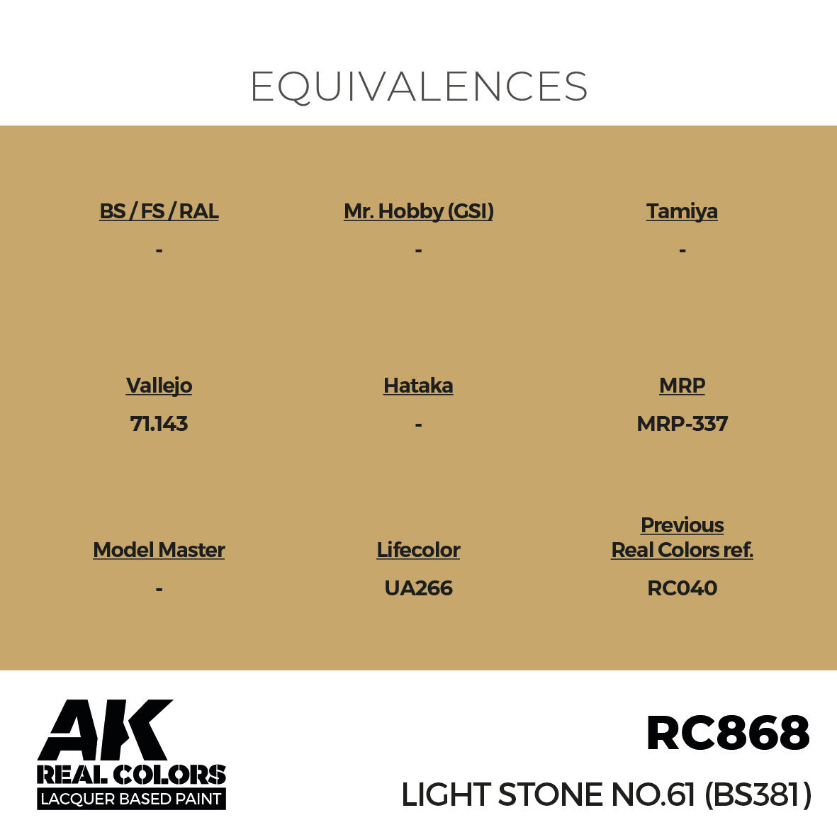 AK Interactive Real Colors Light Stone No.61 (BS381) 17 ml.