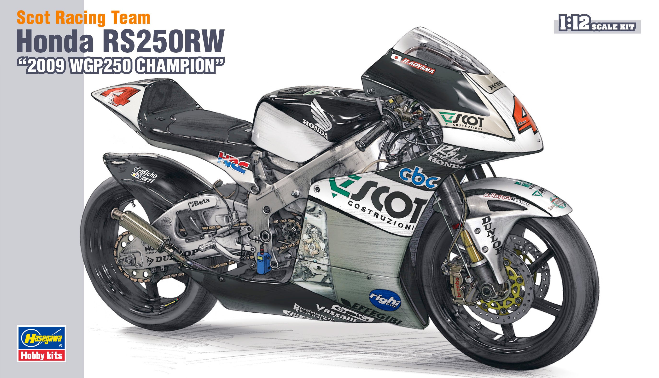 Hasegawa [BK1] 1:12 SCOT RACING TEAM HONDA RS250RW 2009 WGP250 CHAMPION(4967834215016)