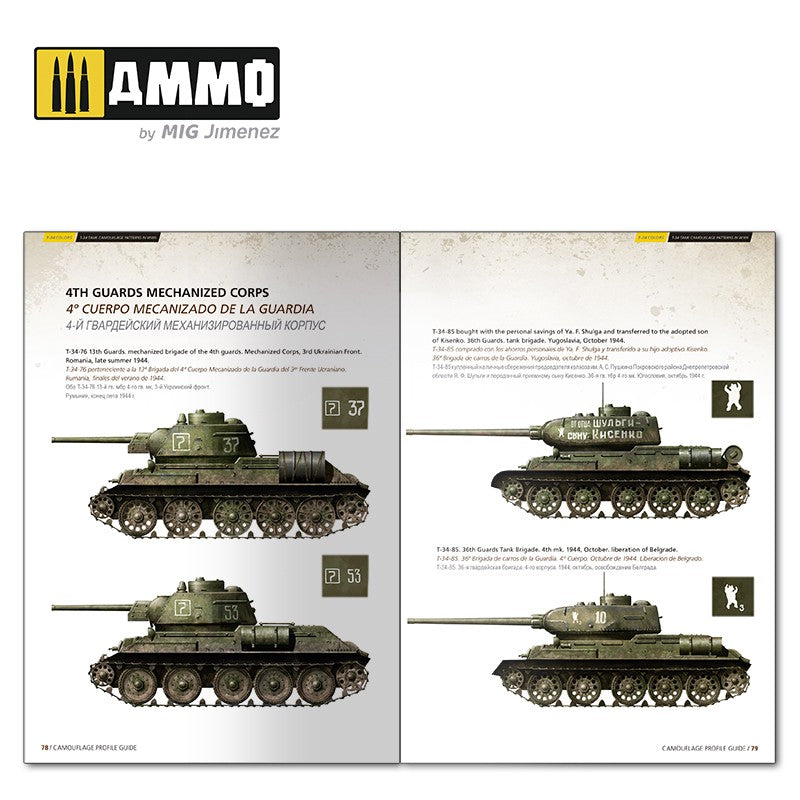 Ammo Mig T-34 Colors: T-34 Tank Camouflage Patterns in WWII - Camouflage Profile Guide (Multilingual)