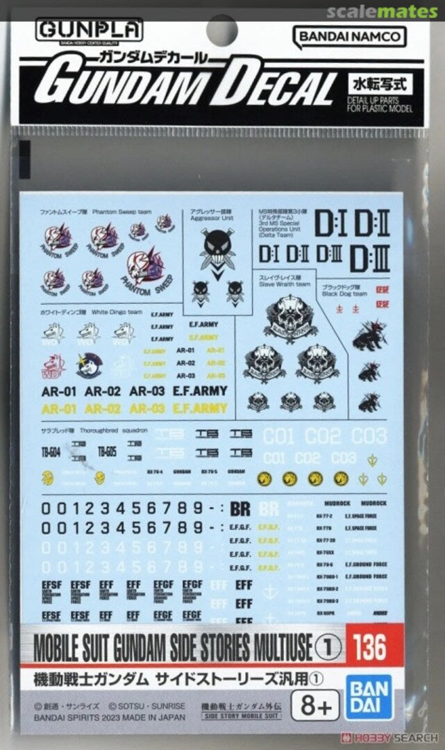 BANDAI Hobby GUNDAM DECAL136 MOBILE SUIT GUNDAM SIDE STORIES MULTIUSE 1