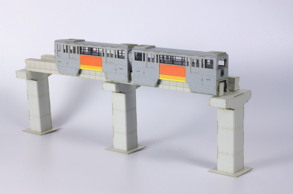 PMOA 1/150 Scale  Tama Intercity Monorail Series 1000 Paper kit（2cars）