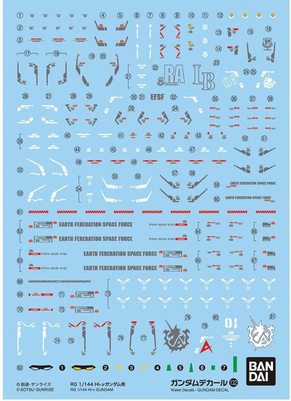 Bandai Spirits Gundam Decal GD132 RG 1/144 Hi-Νu Gundam Decals "Char's Counterattack"