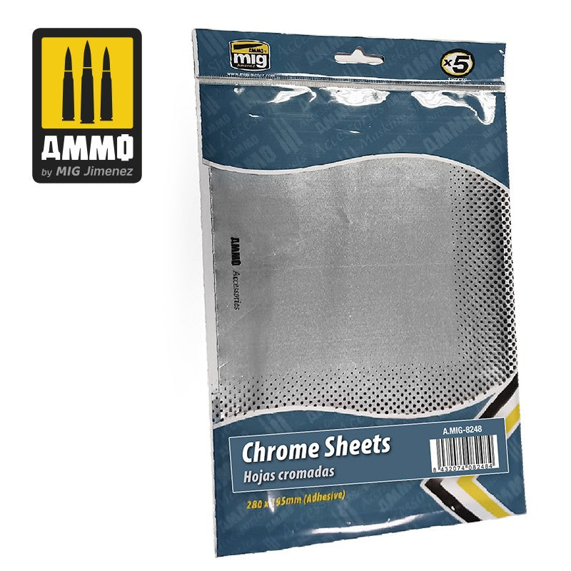 Ammo Mig Adhesive Chrome Sheets (280x195 mm)