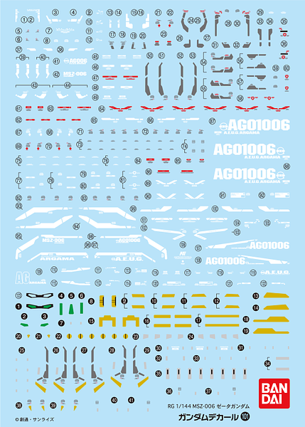 BANDAI Hobby Gundam Decal 101 - RG Zeta Gundam