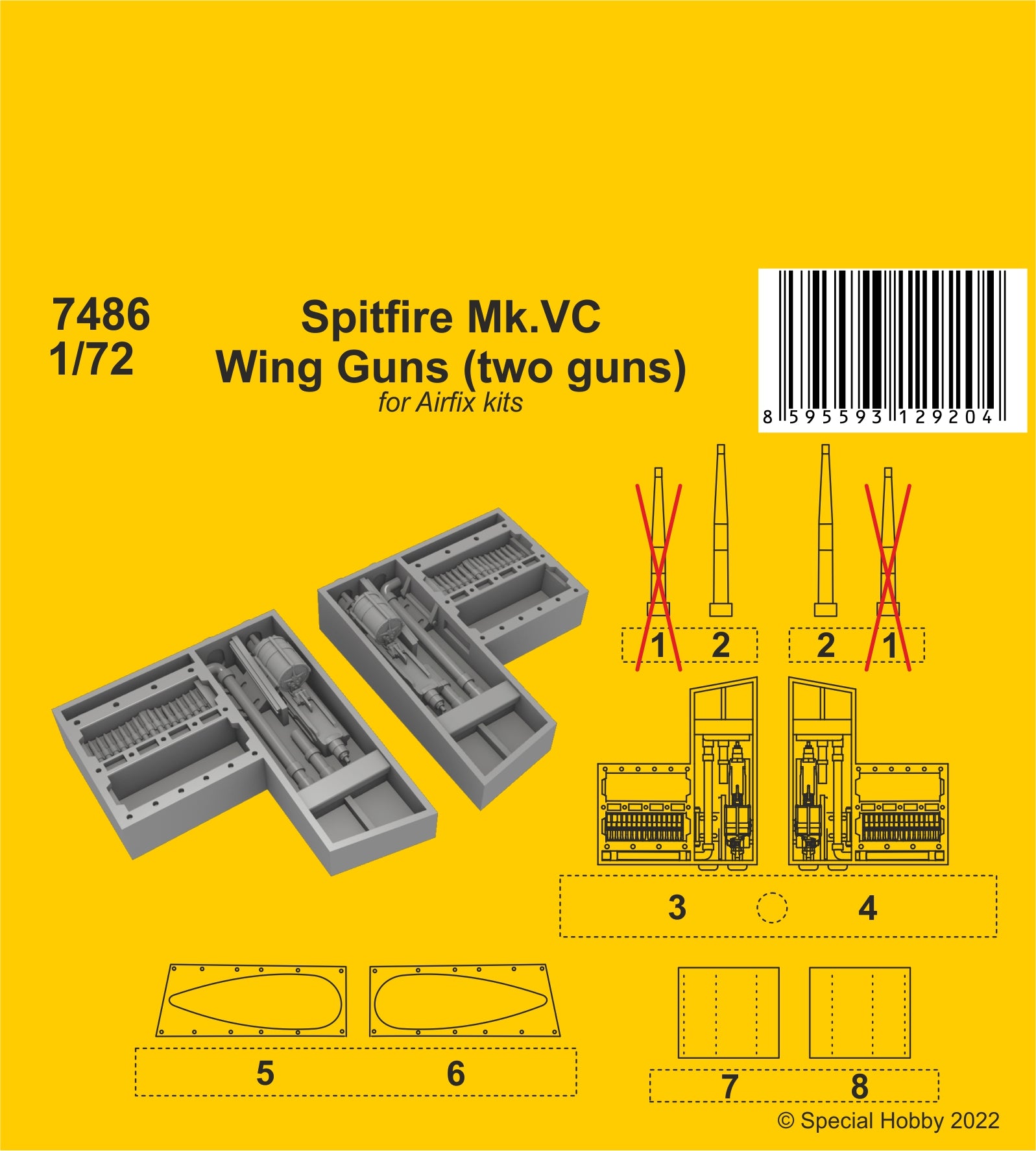 CMK 1/72 Spitfire Mk.VC Wing Guns (two guns) / for Airfix kit