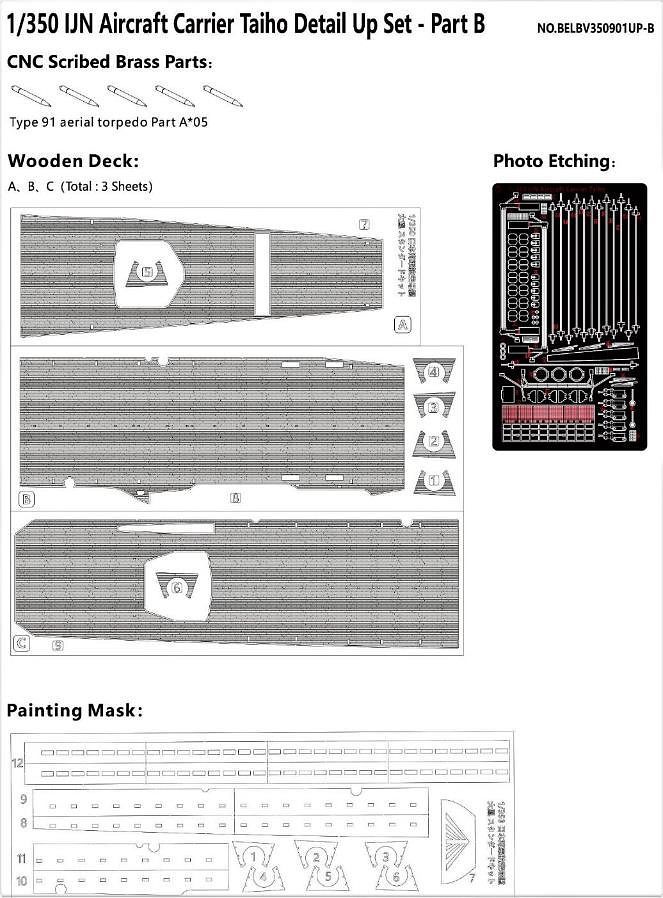 Very Fire 1/350 IJN Aircraft Carrier Taiho Detail Up Set - Part B