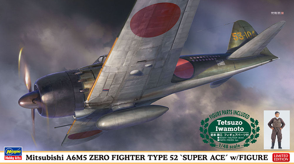 Hasegawa 1/48 A6M5 Zero Fighter Type 52 with Ace Pilot Tetsuzo Iwamoto Resin Figure