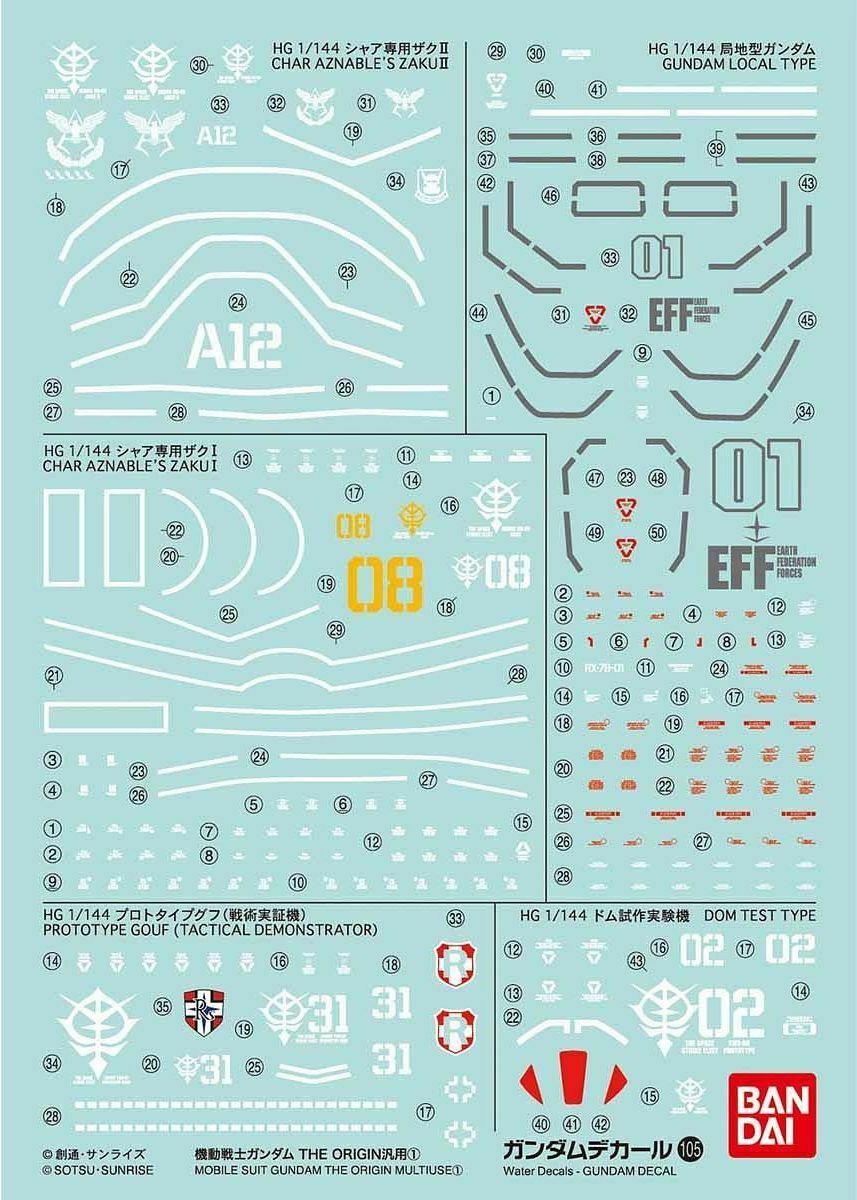 BANDAI Hobby Gundam Decal 105 - Mobile Suit Gundam The Origin