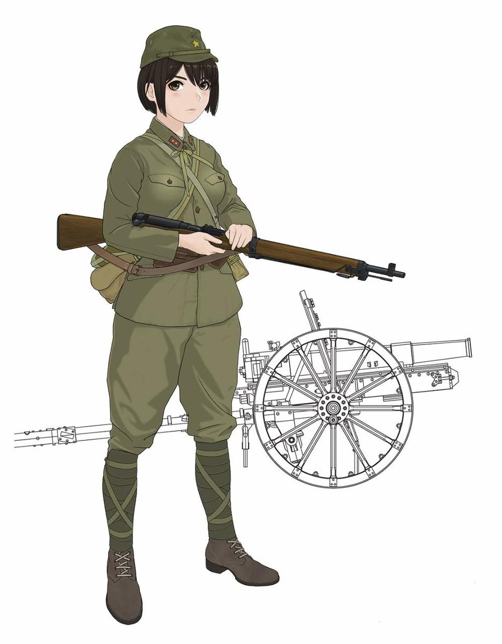 FineMolds 1/35 Historic Costume Girl Type 41 75mm Mountain Gun with Figure 'Konoka'