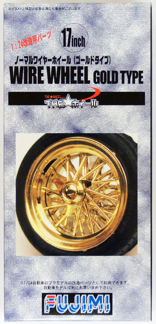 Fujimi 1/24 The Wheel Series (No.56) Wire Wheel Gold Type Wheel & Tire Set 17 inch