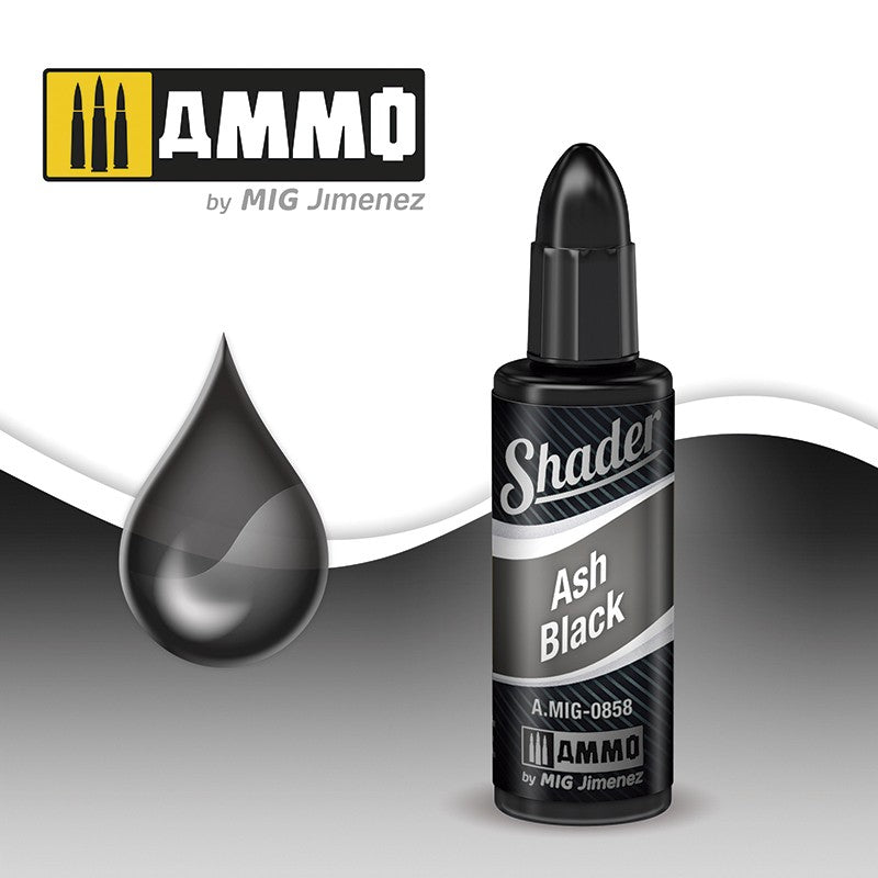 Ammo Mig Acrylic Shader 10ml - Ash Black Shader