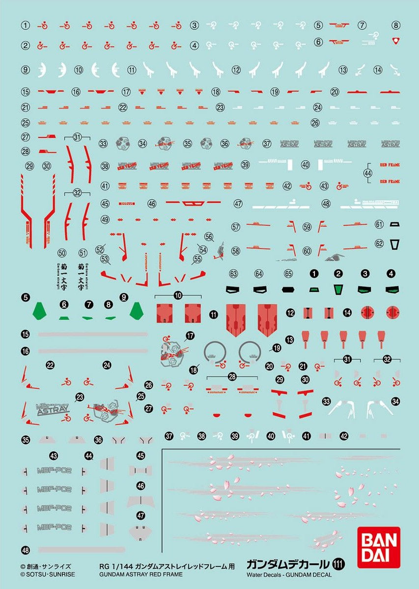 Bandai Spirits Gundam Decal GD111 RG 1/144 Gundam Astray Frame Decal 'Gundam SEED Astray'