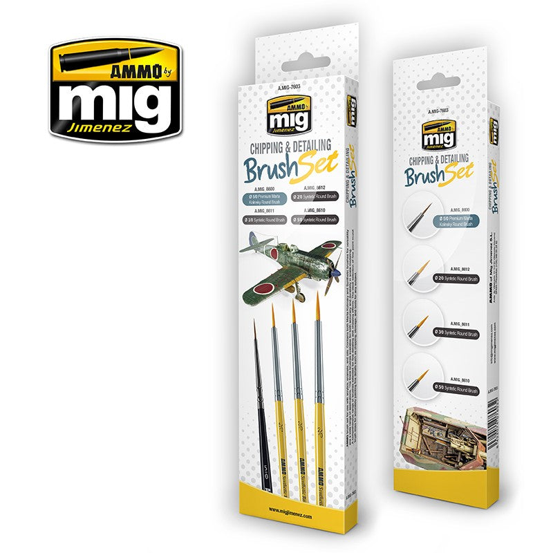 Ammo Mig Chipping & Detailing Brush Set