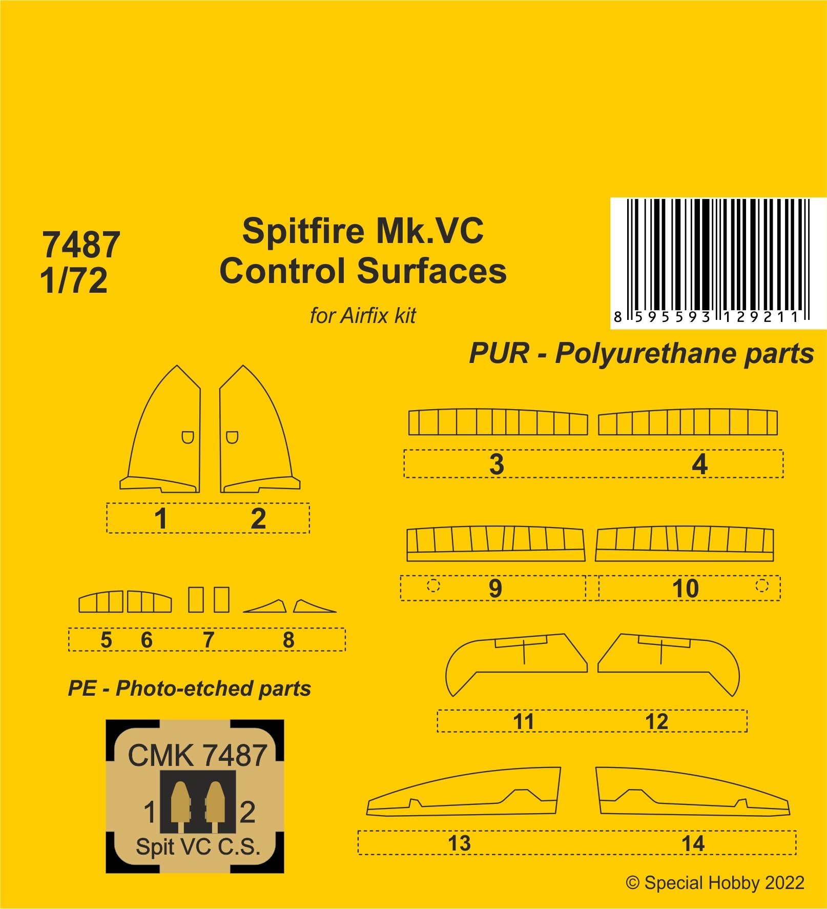 CMK 1/72 Spitfire Mk.VC Control Surfaces / for Airfix kit