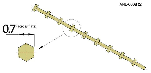 Adlers Nest Hexagon Bolt Head 0.7mm, S, Brass (45 pcs)