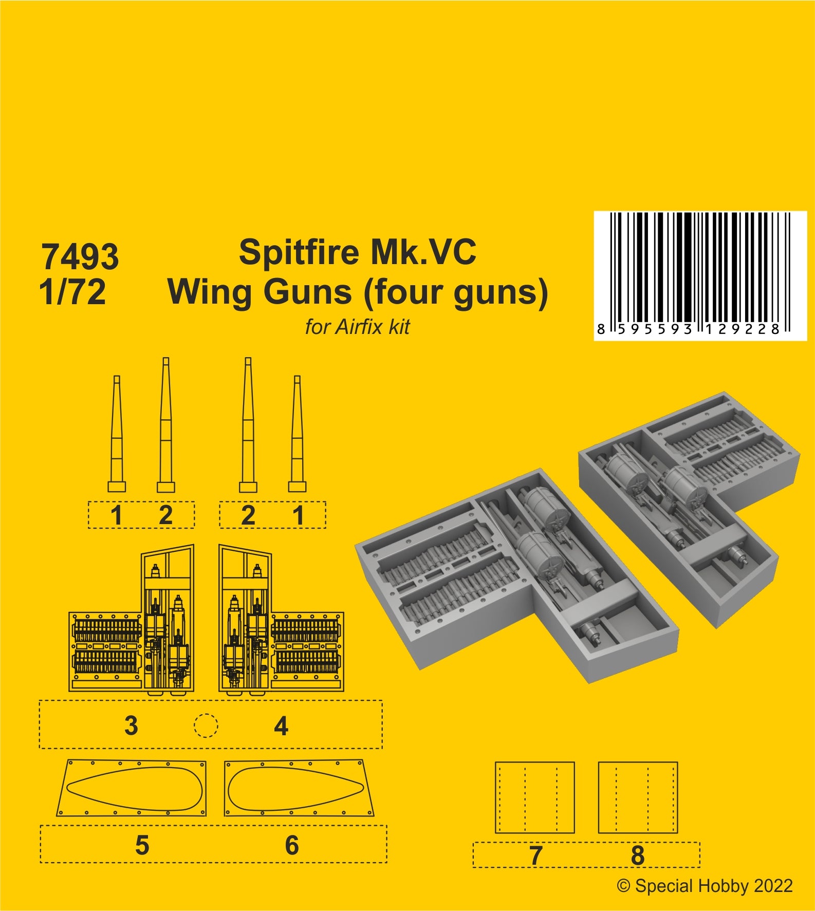 CMK 1/72 Spitfire Mk.VC Wing Guns (four guns) / for Airfix kit