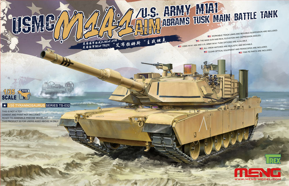 Meng 1/35 USMC M1A1 AIM/U.S. Army M1A1 Abrams TUSK Main Battle Tank