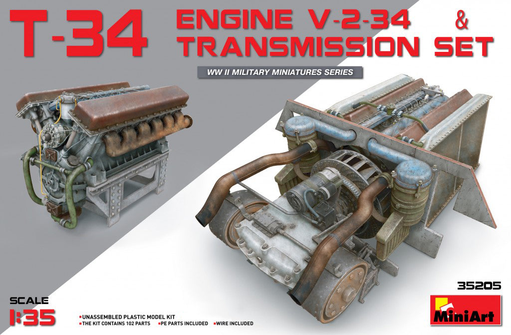 Miniart [35205] 1/35 T-34 Engine(V-2-34) & Transmission Set