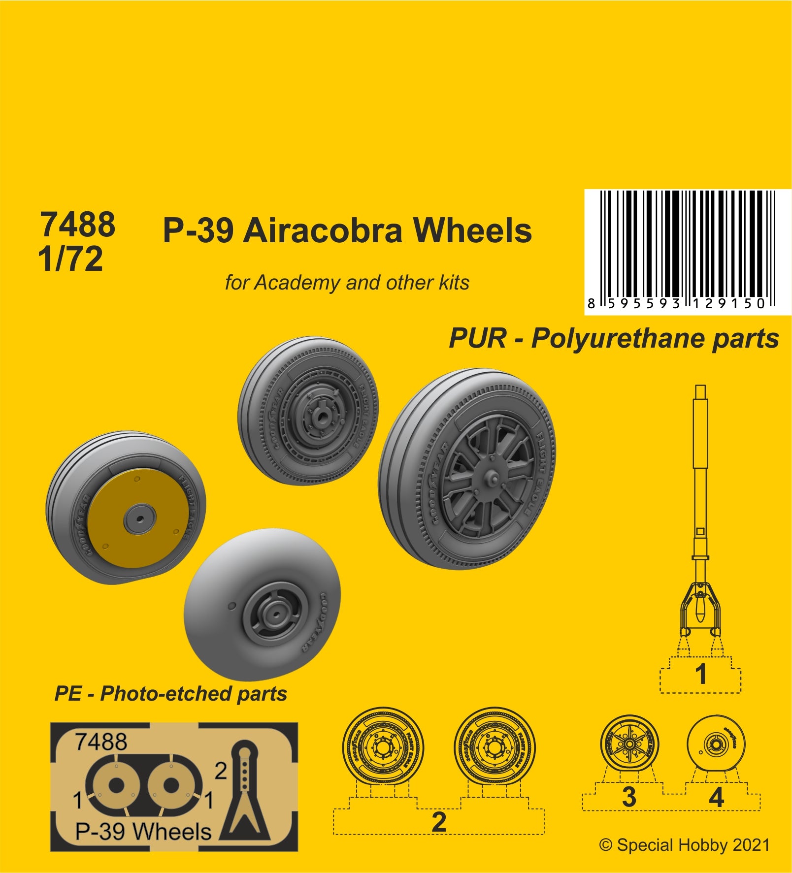 CMK 1/72 P-39 Airacobra Wheels and Front Leg