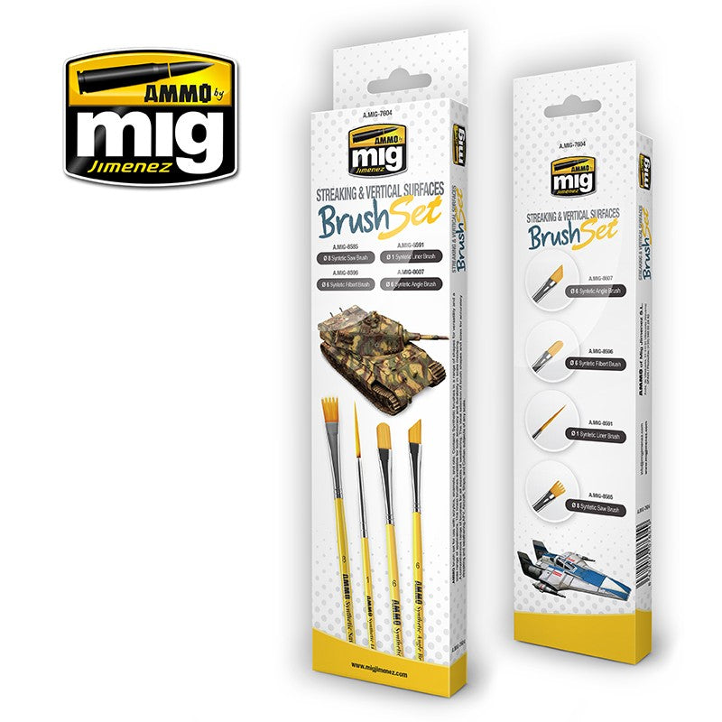 Ammo Mig Streaking and Vertical Surfaces Brush Set