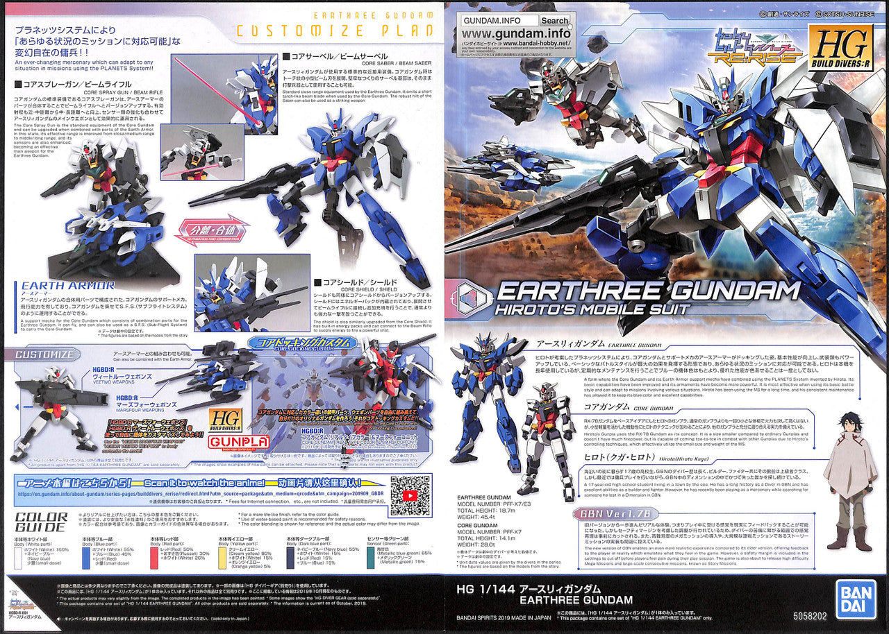 BANDAI Hobby HGBD:R 1/144 EARTHREE GUNDAM