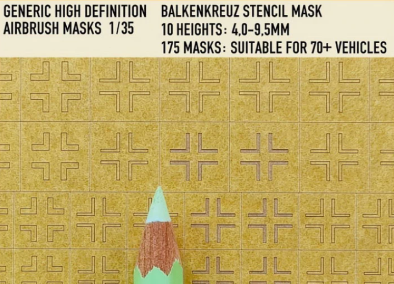 1ManArmy 1/35 German Balkenkreuz Stencil 4,0 to 9,5 Airbrush Paint Masks