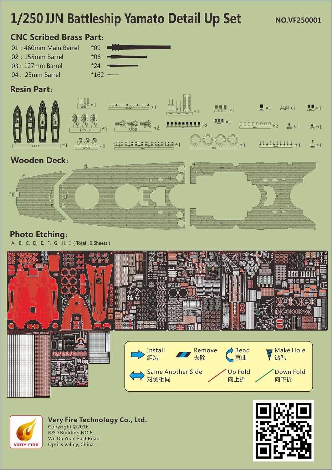 Very Fire 1/250 IJN Yamato Detail Up Set (For Arii)