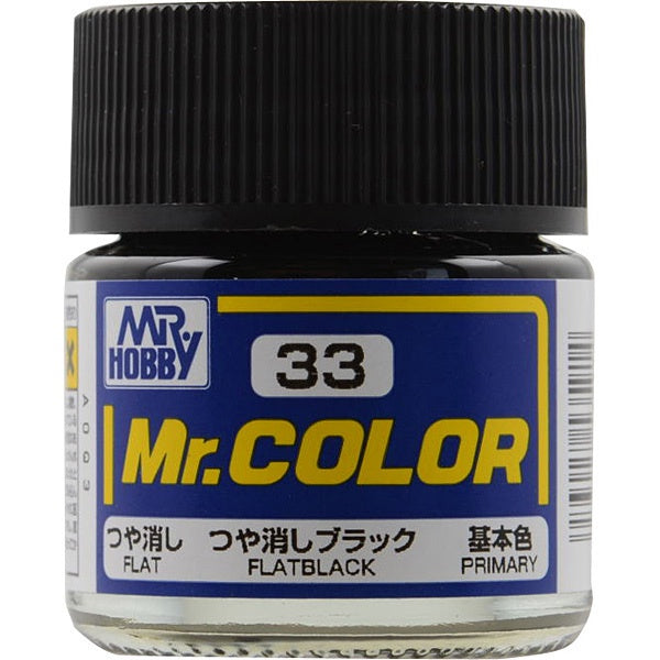 Mr Hobby Mr. Color 33 - Flat Black (Flat/Primary) - 10ml