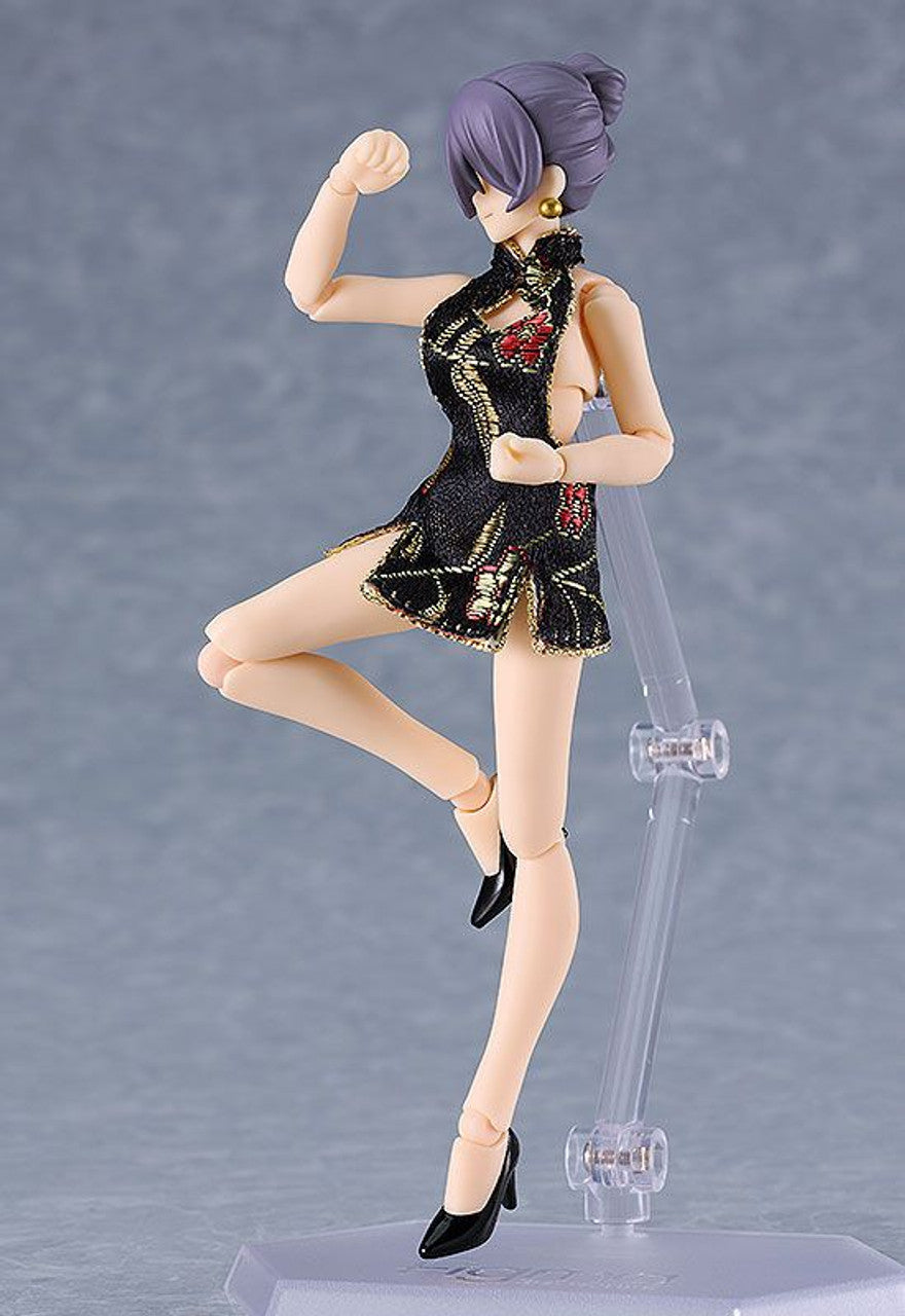 Good Smile Company figma Female Body (Mika) with Mini Skirt Chinese Dress Outfit (Black)