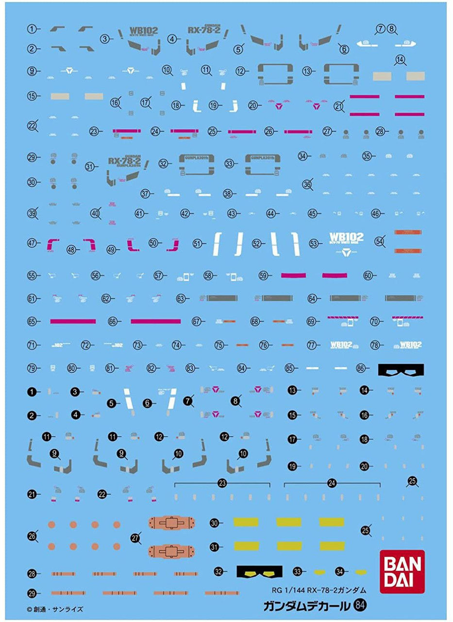 BANDAI Hobby Gundam Decal 84 - RG RX-78-2 Gundam