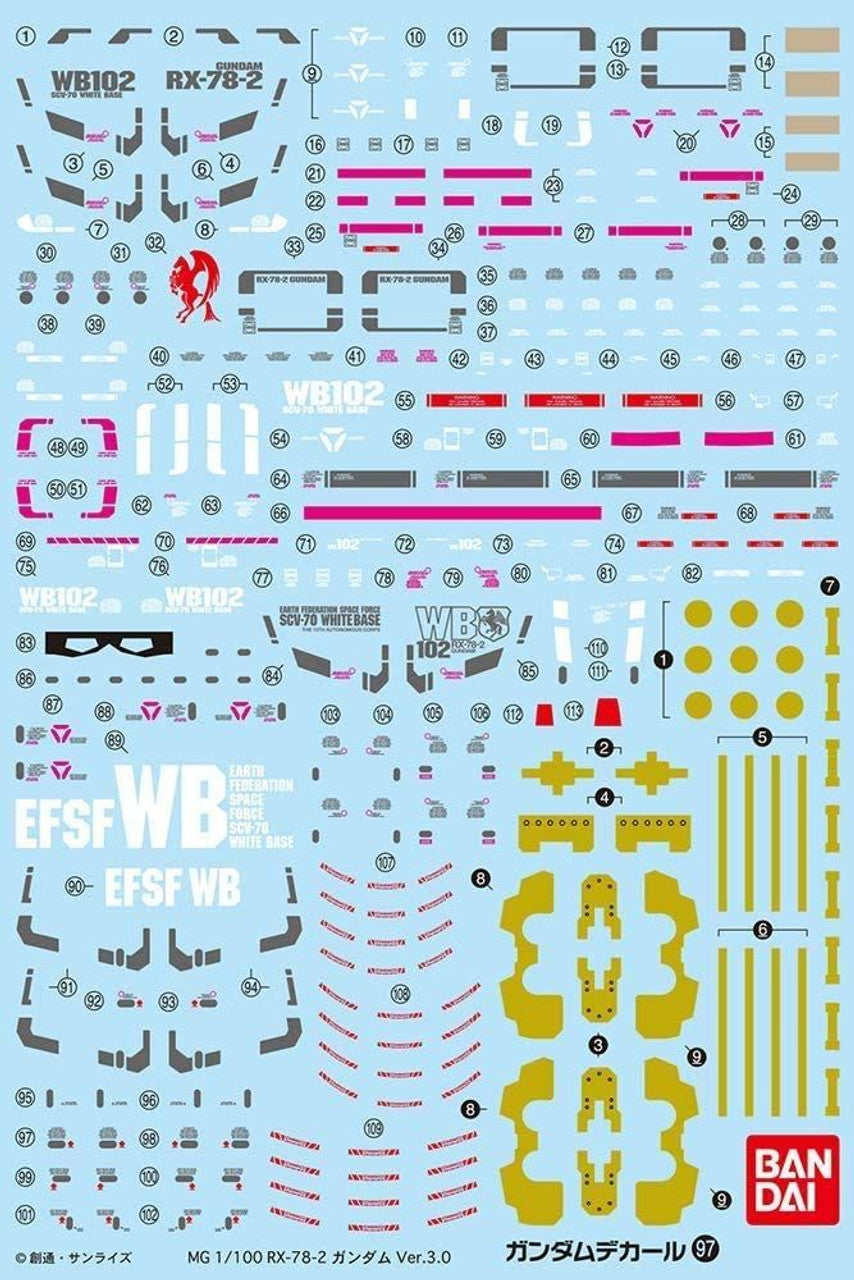 BANDAI Hobby Gundam Decal 97 - MG Gundam Ver 3.0