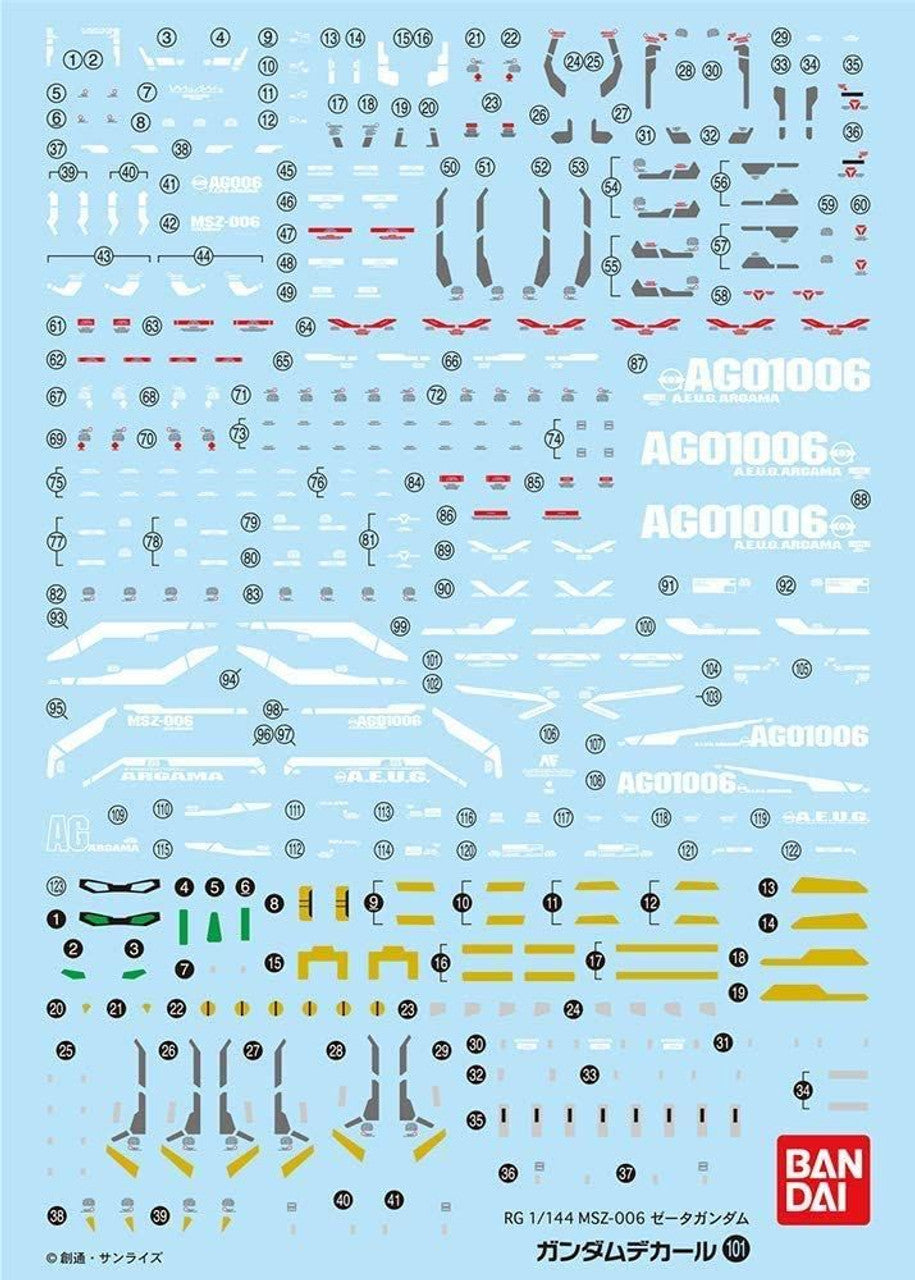 BANDAI Hobby Gundam Decal 101 - RG Zeta Gundam