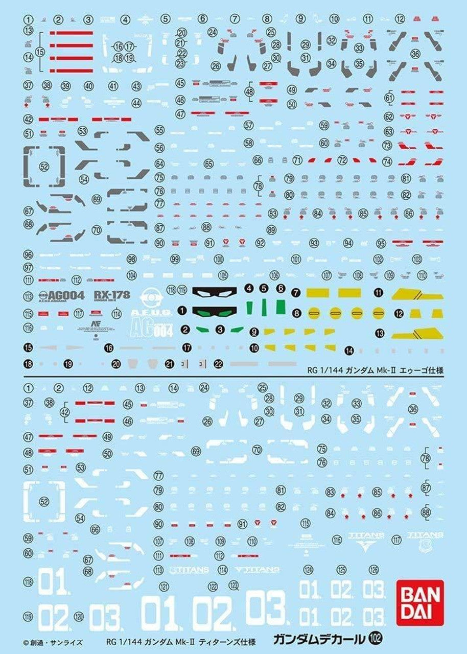 BANDAI Hobby Gundam Decal 102 - RG Gundam Mk-II