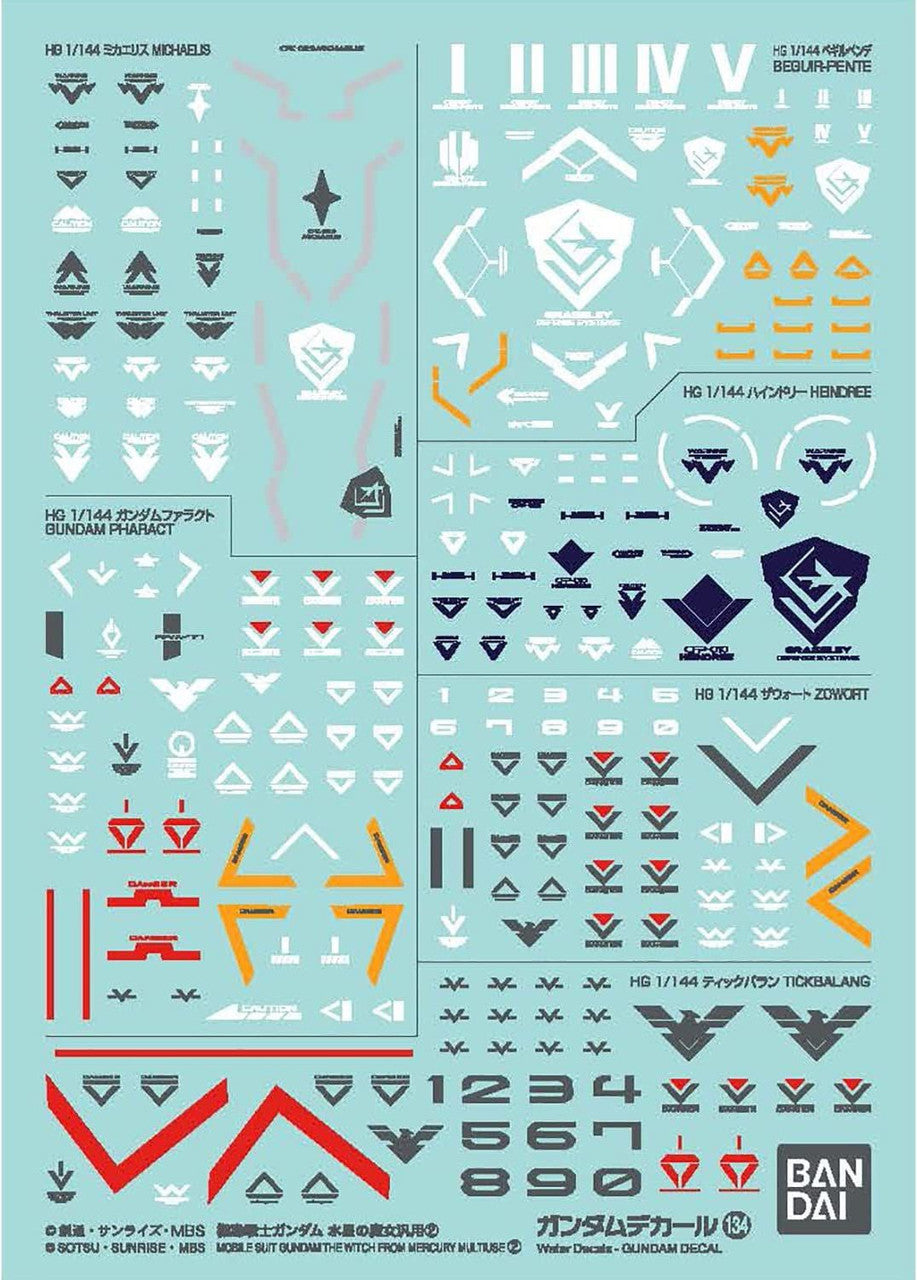 BANDAI Hobby GUNDAM DECAL134 MOBILE SUIT GUNDAM THE WITCH FROM MERCURY MULTIUSE 2