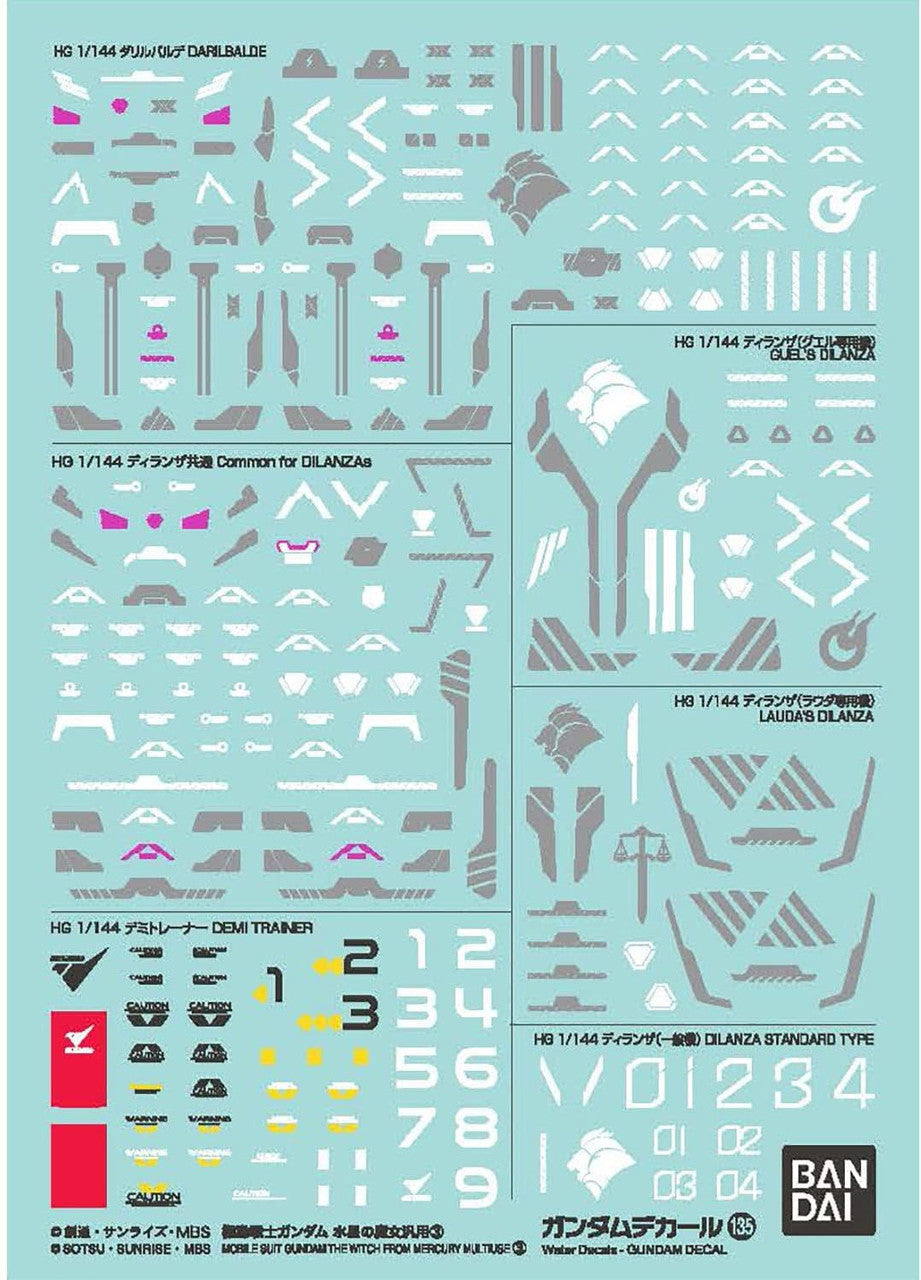 BANDAI Hobby GUNDAM DECAL135 MOBILE SUIT GUNDAM THE WITCH FROM MERCURY MULTIUSE 3