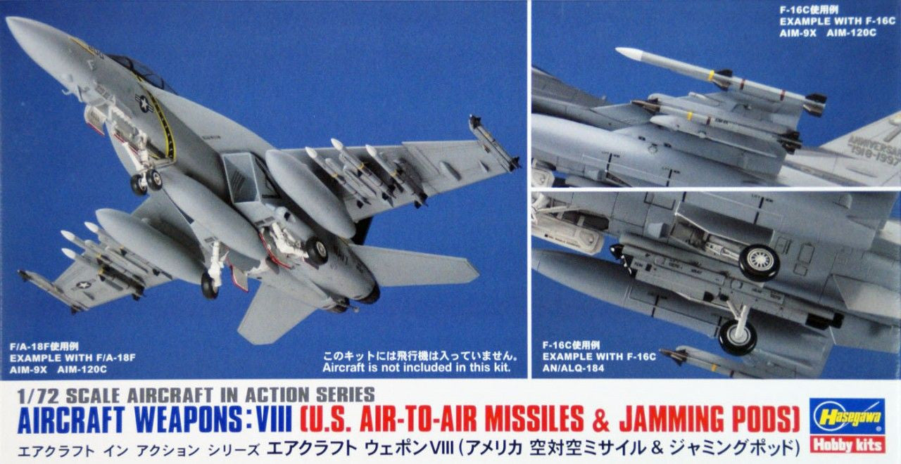 Hasegawa [X72-13] 1:72 AIRCRAFT WEAPONS: VIII (U.S. AIR-TO-AIR MISSILES & JAMMING PODS)