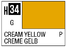 Mr Hobby AQUEOUS HOBBY COLOR - H34 GLOSS CREAM YELLOW (PRIMARY) | 4973028719109