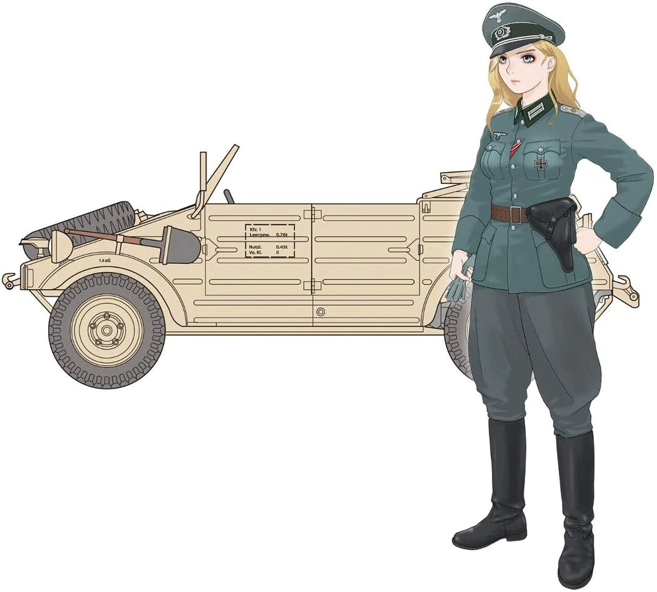 FineMolds 1/35 Historic Costume Girl Type 82 Kubelwagen with Figure 'Laura'