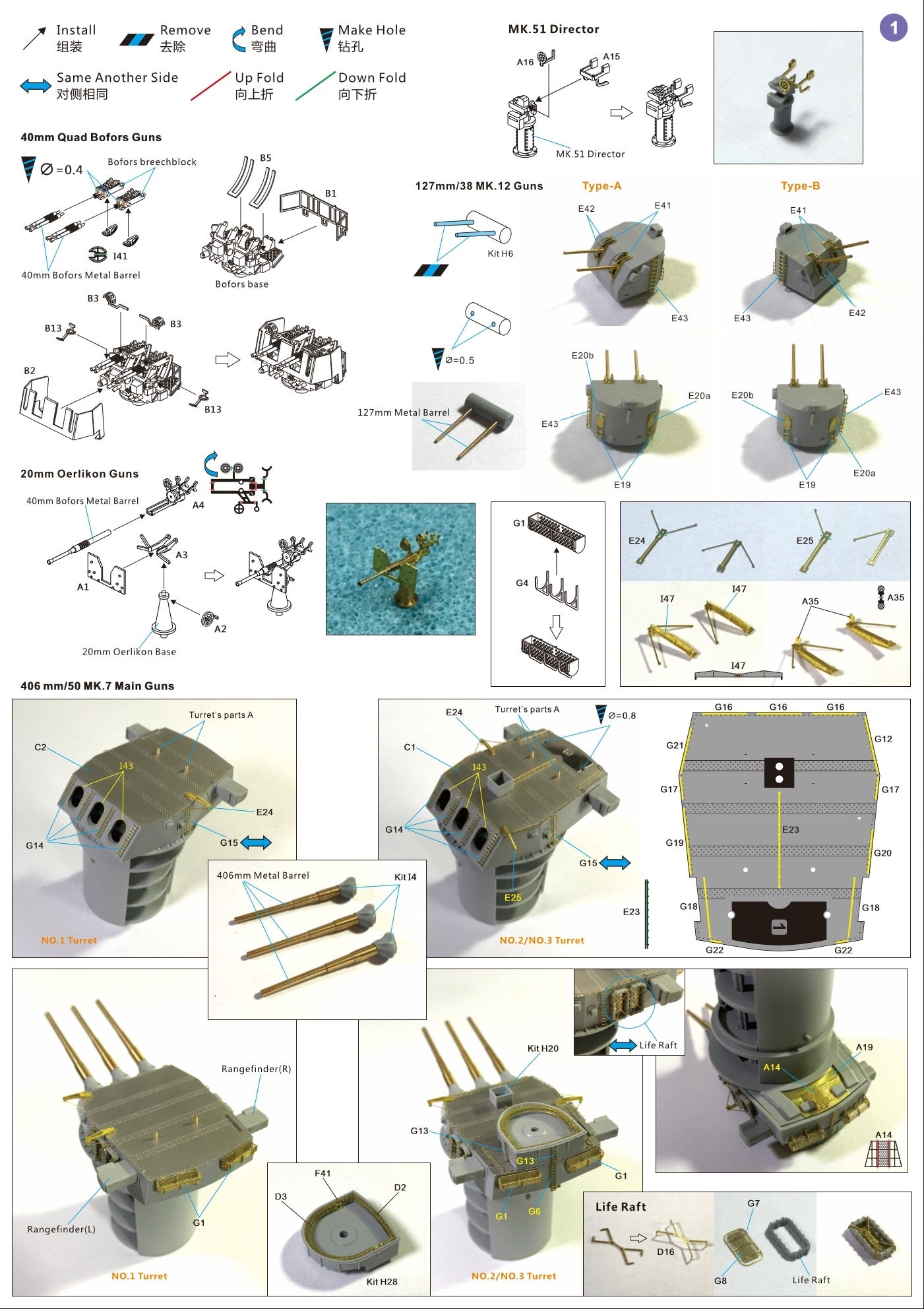 Very Fire 1/350 USS Missouri BB-63 Detail Up Set (For Very Fire)