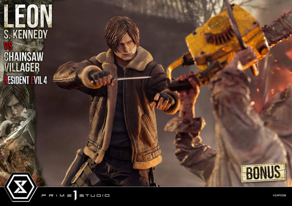 Prime 1 Studio Ultimate Premium Masterline Resident Evil 4 Leon S. Kennedy versus Chainsaw Villager Bonus Version(4582647120885)(4582647120885)