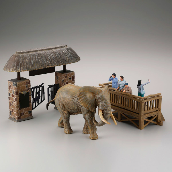 MegaHouse [KAIYODO] [UNPAINTED] ARTPLA Tourist and African Elephant Set (December 2010)(4537807190161)(4537807190161)