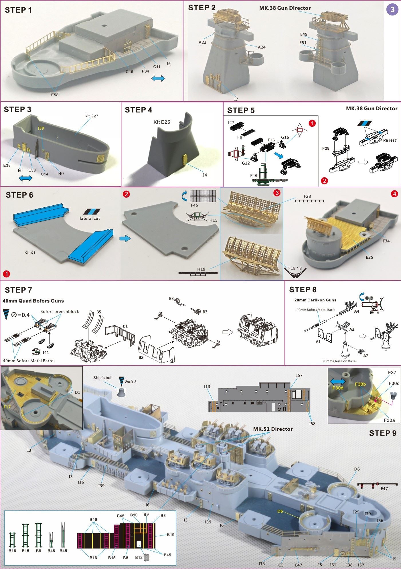 Very Fire 1/350 USS Iowa BB-61 Detail Up Set (For Very Fire)