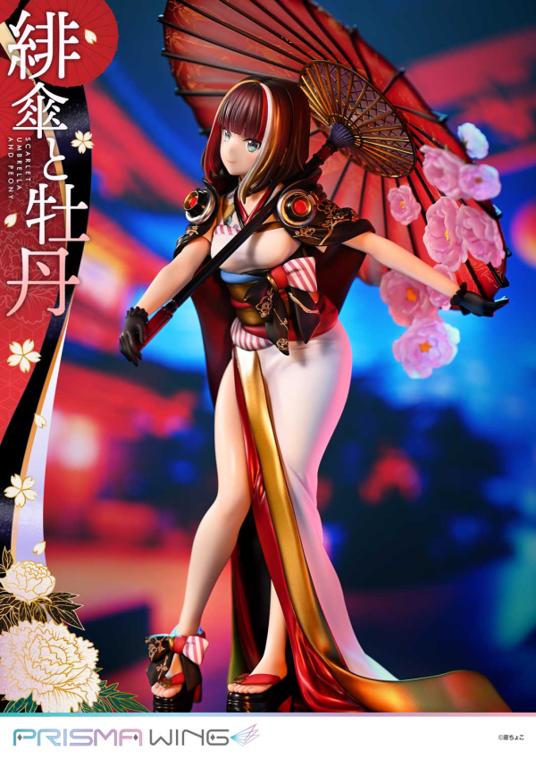 Prime 1 Studio PRISMA WING fuzichoco original Illustration Scarlet Umbrella and Peony 1/7 Scale Pre-Painted Figure | 4582647120397