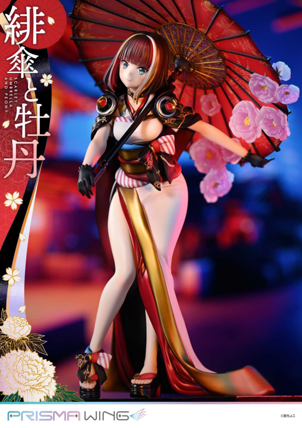 Prime 1 Studio PRISMA WING fuzichoco original Illustration Scarlet Umbrella and Peony 1/7 Scale Pre-Painted Figure | 4582647120397